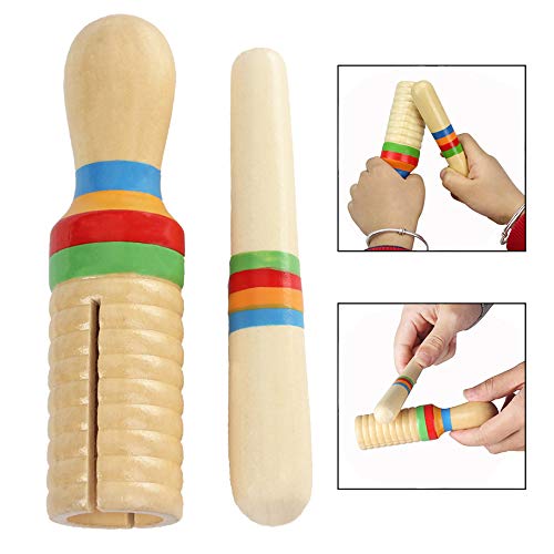 LHKJ Guiro Frog Wooden with Mallet, Colorful Crow Sounder Percussion Musical Instrument Toy for Kids and Adults