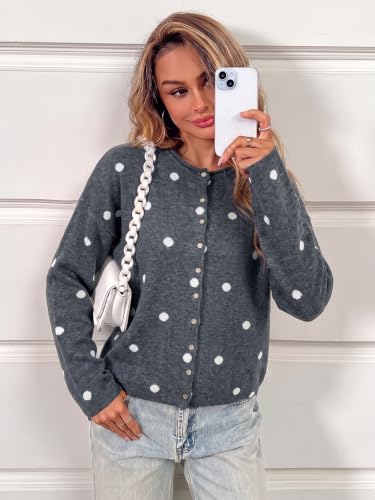 Image of Saodimallsu Womens Striped Cardigan Long Sleeve Button Down Knit Tops