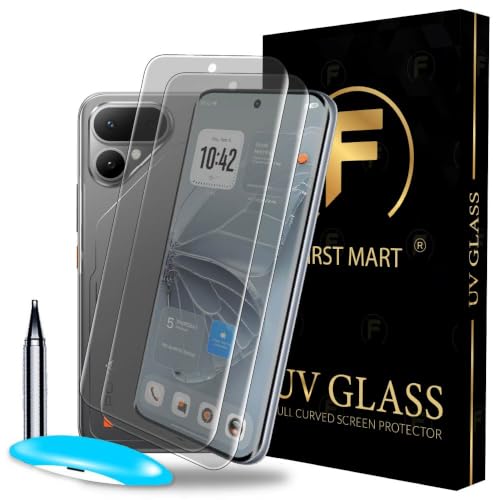 Image of FIRST MART Matte UV Tempered Glass for Tecno Pova Slim & Pova Curve 2 5G, 2 Pack | Anti-Glare Curved Screen Protector, 9H Scratch Resistant, Fingerprint Compatible, Case-Friendly