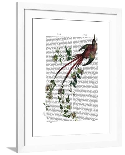 ART.COM Passion Flower Bird Wall Art Print by Fab Funky, White Frame, 32" x 40"