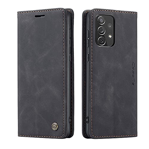 AiMok Funda Compatible con Samsung Galaxy A72, Anti-Rayones Carcasa de Cuero [Ranuras para Tarjetas] [Cierre Magnético] Cuero Flip Folio Carcasa para Samsung Galaxy A72 - Negro