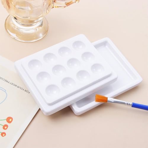 Paleta de cerámica para uñas de 12 cavidades con tapa blanca para mezcla de gel 8