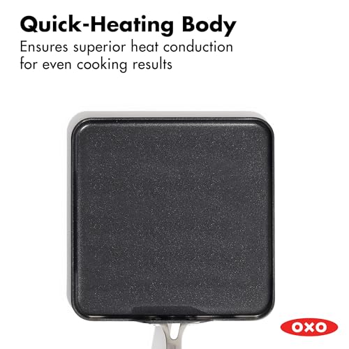 Image of OXO 11 inch Non-Stick Every Day Square Griddle, BPA-Free Comfort Grip Silicone Handle, Dishwasher & Oven Safe, PFAS-Free Ceramic Skillet, Pancake Pan, Black