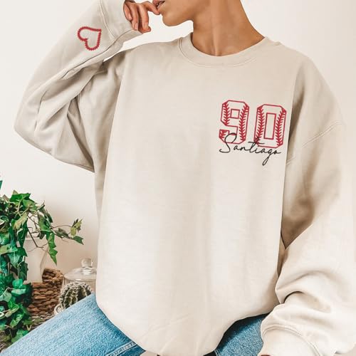 Personalized Embroidered Baseball Sweatshirt With Names On Sleeve, Baseball Mama Shirt, Baseball Player Gifts, Baseball Team 104