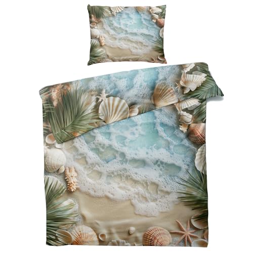 Housse de couette réversible plage 200x200 en microfibre douce avec taies - 3