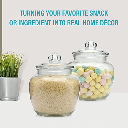Glass Jars With Lids – 3Pcs Canister Sets For Kitchen Counter – Multipurpose Glass Jars With Airtight Lid – Rubber Seal - Glass Storage Containers For Snacks, Food, Toiletries – 45Oz Capacity 7 X 6-Inch #TOP3