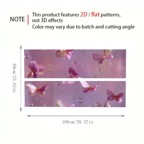 Image of Pink Butterfly Desktop Sticker 39.37x23.62In, Floral Butterfly Water Drop Desk Decal, Easy Clean Table Surface Sticker, Dreamy Feminine Home Decor