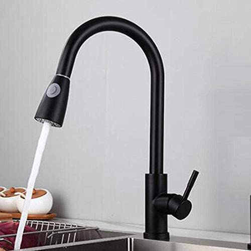 Robinet de Cuisine Noir en Acier Inoxydable avec Douchette Extractible Double Mode