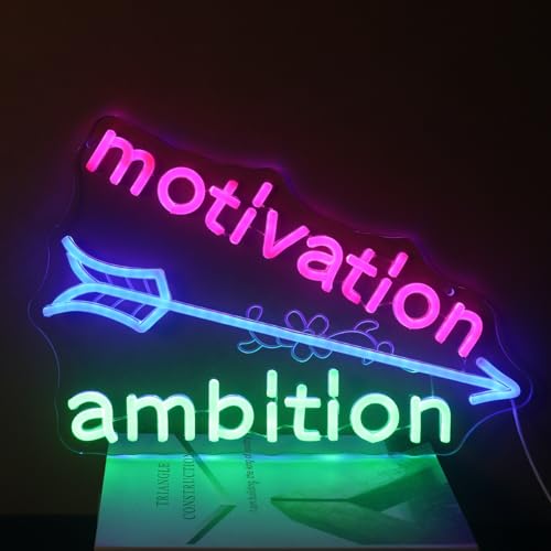 Motivation & Ambition Spear Neon Light - Powerful Goal Achievement LED Wall Art, Dimmable USB Office Gym Decor with Hanging Kit, Inspiring Gift for Entrepreneurs, Graduates & Go-Getters by Nordstylee - Used condition - Image 7