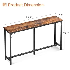 ODK 71 Inch Bar Table, Bar Height Pub Table, Counter Height Bar Table, Rectangular High Top Kitchen & Dining Counter Tables with Sturdy Legs & Easy-to-Clean Top, Rustic Brown ODK 71 Inch Bar Table Bar Height Pub Table Counter Height Bar Table Rectangular High Top Kitchen Dining Counter Tables with Sturdy Legs Easy to Clean Top Rustic Brown