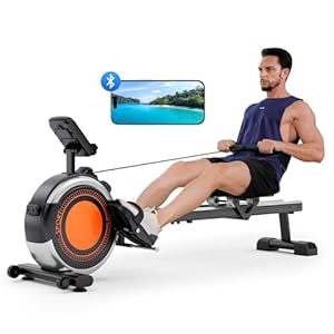Dripex Rowing Machines for Home Use, Rowing Machine Max 350 LBS, Magnetic Rower with 16 Levels of Workout Resistance, Dual Slide Rail, Bluetooth App Supported, LCD Monitor,Row Machine for Gym Exercise