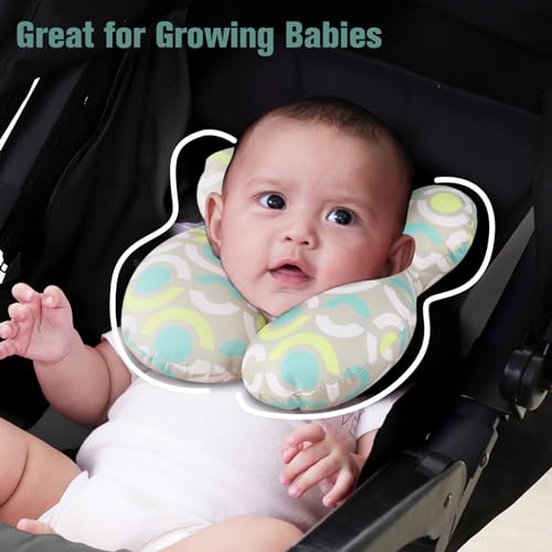 Image of KAKIBLIN Baby Travel Pillow, Upgraded Baby Neck Pillows for Car Seat, Infant Neck Support Pillow for Head and Neck,Newborn Head Support for Car Seat,Pushchair