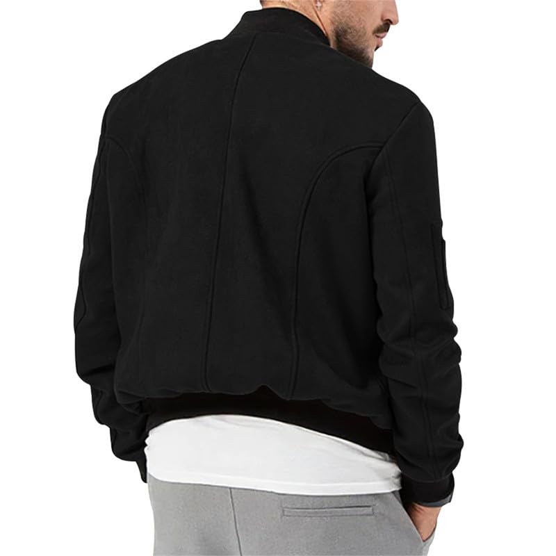 Image of Mens Faux Suede Bomber Jacket Varsity Jacket Windbreaker Vintage Casual Lightweight Leather Coats Jackets