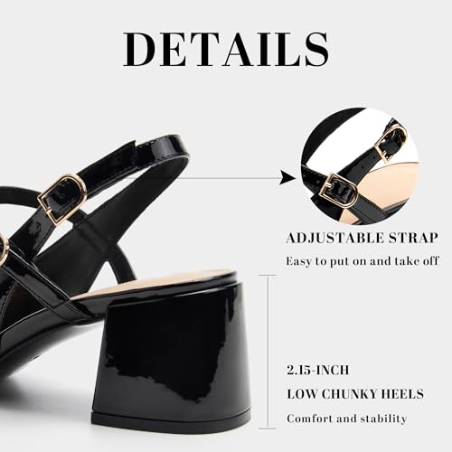 Image of AprCoco Womens Mary Jane Chunky Low Block Heels Pumps Square Toe Buckle Strap Wedding Party Dress Shoes