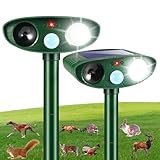 Upgraded Sonic Fortress Pro Deer Repellent Outdoor,Solar Ultrasonic Animal Repeller with Motion Activated Strobe Light for Squirrel Raccoon Rabbit Cat Skunk Deterrent Keep Pests Out of Yard,2Pack