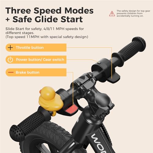 wonzeal Electric Balance Bike for Kids Ages 3-5,150W Toddler Balance Bikes with 12 inch Pneumatic Tire, Adjustable Seat, Knee/Wrist/Elbow/pad,Boy Girls Birthday Toys. - Image 3
