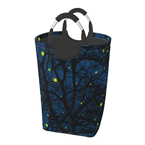 夜の星空 ランドリーバスケット 洗濯ボックス 収納バッグ 大容量 折り畳み式 持ち運び 撥水 ハンドル付き 軽量 省スペース おしゃれ 適した ホテル ユーティリティルーム トイレ キッチン(50l 32*28*57.5cm)