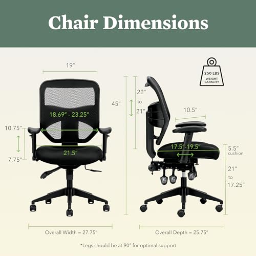 Image of HON Prominent Ergonomic Mesh Office Chair with Adjustable Arms and Advanced Synchro‑Tilt Recline, High Back Desk and Computer Chair for Home Office or Workstation, Lumbar Support, Black