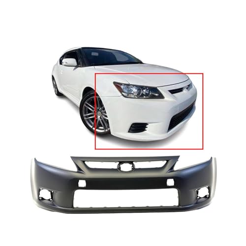Image of Compatible with Scion tC 2011-2013 Front Bumper Cover | Primed, With Fog Light Holes, Without Parking Sensor Holes, Coupe, Ready to Paint, OEM 5211921915, SC1000108