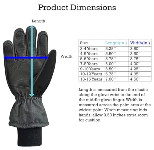 N'Ice Caps 5121-BK-YLXL-0818 Kids Waterproof Winter Thinsulate Warm Gloves thumb #4