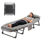 6-Position Adjustable Folding Camping Cot For Adult,200*66cm SunLounger with Side Dust Bag Heavy-Duty Thickened Mattress,Velour Garden Chairs For Travel,Camp,Office (Thickened velvet，200*66cm)