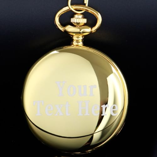 Image of Tiong Smooth Pocket Watch,Personalized Pocket Watch,Customized Watches for Men,Engraved Pocket Watches for Father's Day with Chain