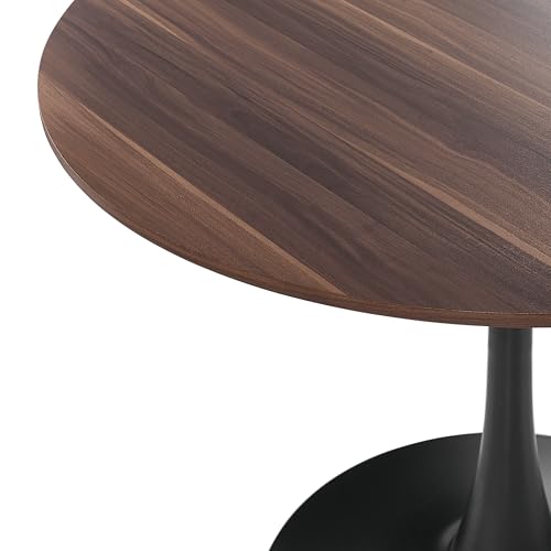 Beliani Dining Table Industrial Dark Brown with Black Round MDF Metal Base ø 90 cm Boca - Image 4