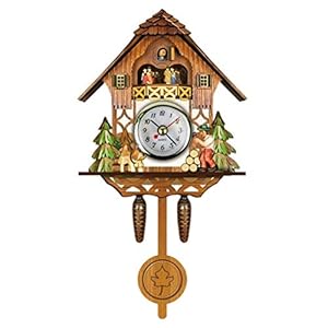 Hztyyier Antique Wooden Cuckoo Clock Traditional Northwest European Auto Swing Bell Pendulum Home Decor Hanging Cuckoo Clock (CM001)