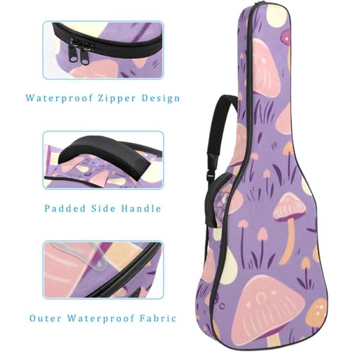 Housse guitare acoustique 40 pouces imperméable à motif champignon violet