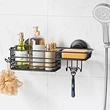 LEVERLOC Shower Caddy, Grey, Suction Cup, One Second Installation, Bionic Octopus Tentacle Design, Weatherproof, Waterproof, Oil-Proof, Anti-Aging, 12" L x 5" W x 4.7" H