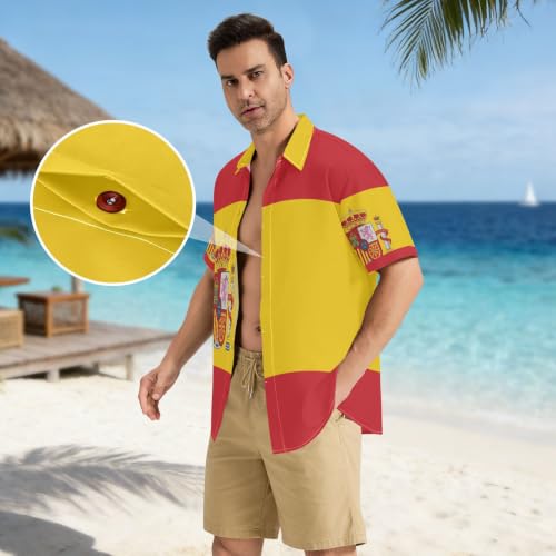 Chemise drapeau espagnol pour homme rouge en taille S coupe décontractée