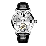 Haofa 腕時計メンズ トゥールビヨン 機械式腕時計 手巻き 超薄型 高級 本革ベルト 男性プレゼント