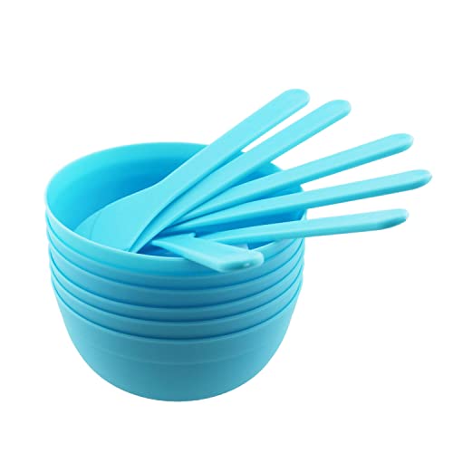 TAODAN DIY Slime Making Tools 6PCS Blue PP Plastic Glue Mixing Bowls with 6PCS Glue Mixing Spoons for Funny Craft Making Arts