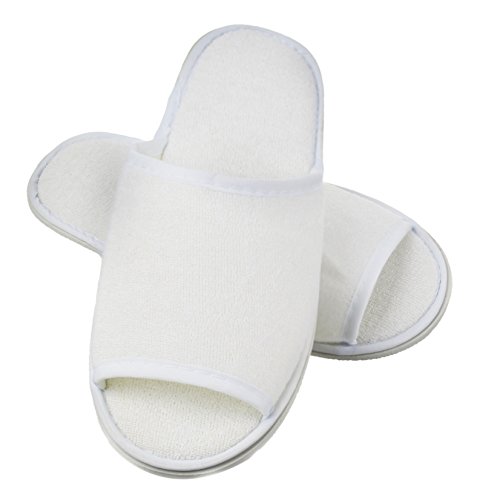 Open Toe Terry Hotel / Spa Slippers (White)
