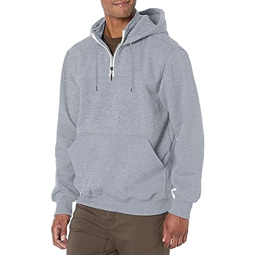 Mens Hoodie 1/4 Zip Sweatshirts Classic Fit Casual Long Sleeve Drawstring Pullover Tops Sports Jacket with Pockets3
