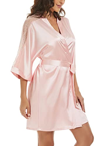Women's Silk Satin Pajamas Set Lace Cami Nightdress And Robe 2 Piece Nightgowns Sexy Lingerie Sets Sleepwear Kimono Bathrobe #TOP3