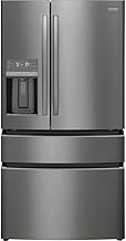 Frigidaire Gallery 21.5 cu ft Counter-Depth 4-Door French Door Refrigerator – 36″ Width, External Ice & Water Dispenser, Convertible Temp Drawer, Smudge-Proof Black Stainless Steel (Model GRMC2273CD)