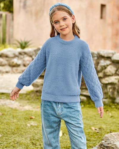 Grace Karin Blue Sweaters Pullover For Girls 8-10 Crewneck Fall Tween Kids Chunky Jumper thumb #1