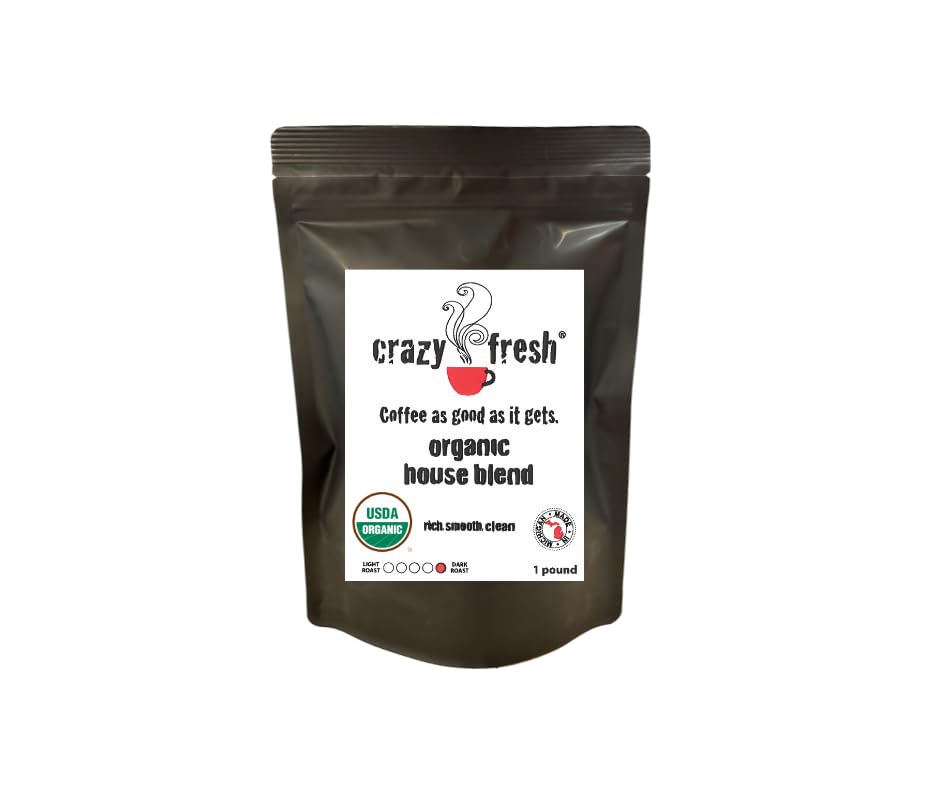 Crazy Fresh Café en Grano Orgánico 1 lb Tostado Oscuro