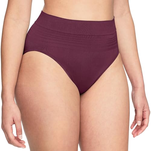 Warners Womens No Pinching No Problems® Dig-Free Comfort Waist Smooth and Seamless Hi-Cut RT5501P, Burgundy, X-Large