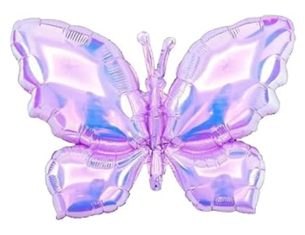 Party Port 40" Iridescent Crystal Purple Butterfly Super Shape foil balloon for Theme Birthday, Baby Shower & Other Decoration (Pack of 1, 4D)