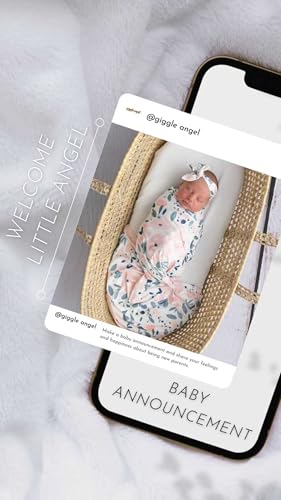 Image of Baby Receiving Blanket Swaddle Blanket Infant Wrap with Matching Headband Beanie and Name Card (Ink and Pink)