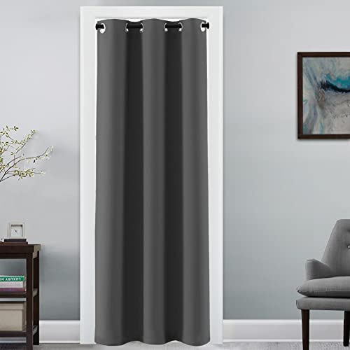 Image of H.VERSAILTEX Doorway Curtain Blackout Closet Door Curtain Room Divider Window Treatment Curtain for Bedroom Thermal Insulated Privacy Drape Soundproof Grommet, 42 x 80 inches, 1 Panel, Charcoal Grey