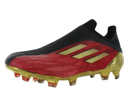 adidas X Speedflow+ Firm Ground Unisex Shoes Size 4.5, Color: Vivid Red/Gold Metallic/Core Black