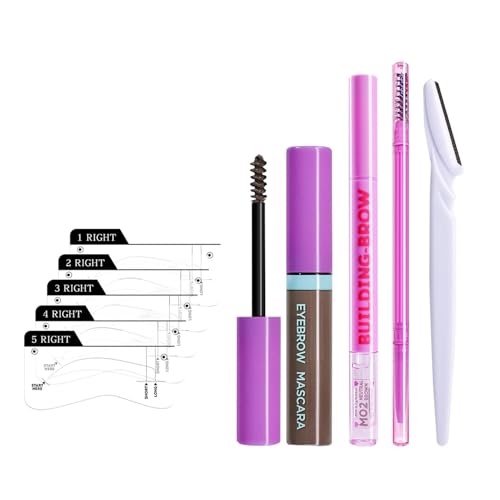Kit de cejas con tarjeta de cejas, lápiz de cejas para cejas, resistente al agua, 10 piezas, juego de maquillaje con tarjeta de cejas, máscara de pestañas, sujetador de ojos