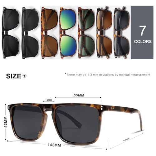 Image of VANLINKER Polarized Square Sunglasses for Men Women Dark Shades with UV Protection for Driving VL9748