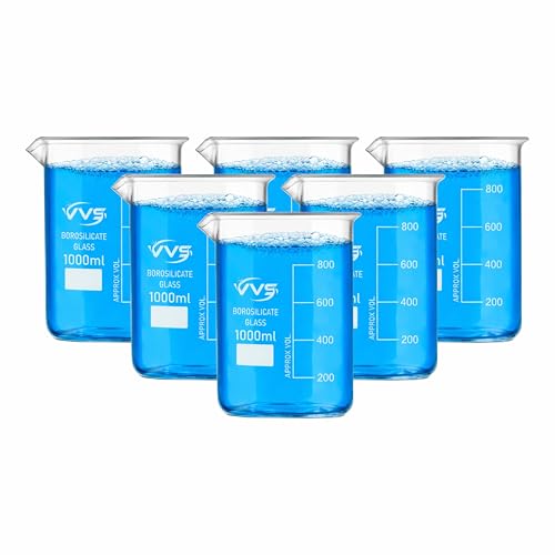 Image of VVS Borosilicate Glass Beaker 1000ml pack of 6 of For School College, Lab Laboratry and professional use
