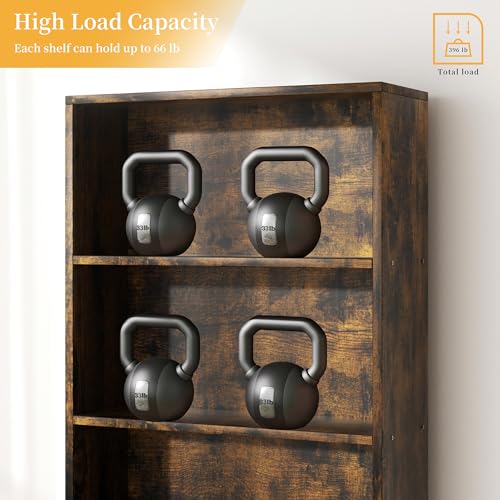 Shintenchi Bookshelf,6-Tier Open Bookcase and Bookshelves,6 Shelf Display Storage Shelves Floor Standing 70.6 inches Tall Bookcase for Home Office, Living Room (Brown)