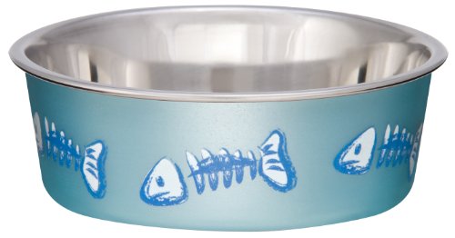 Loving Pets Fish Bella Bowl for Cat, X-Small, Metallic Ocean Blue (7750)