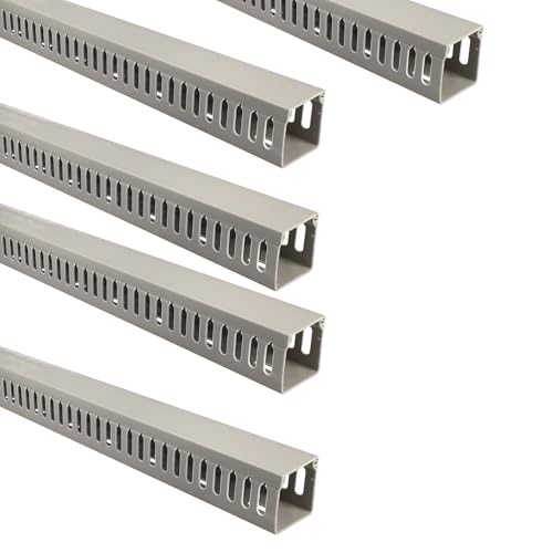Jandei - Lot de 5 gouttières fendues pour câbles, organisateur de bureau, revêtement en PVC, couleur grise, longueur 40 cm (40 x 40 mm)